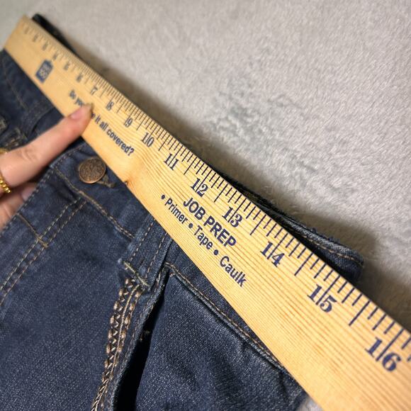 Christopher Banks Denim Maxi Skirt Womens 6 Dark Blue Modest Embroidered Pockets - Picture 3 of 6